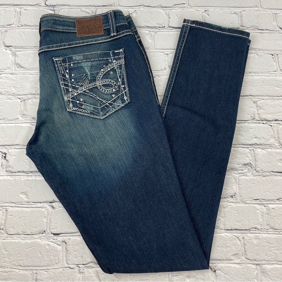 BKE Sabrina Mid-Rise Skinny Jean Stretch Dark Wash 29x 33.5 - Picture 2 of 8